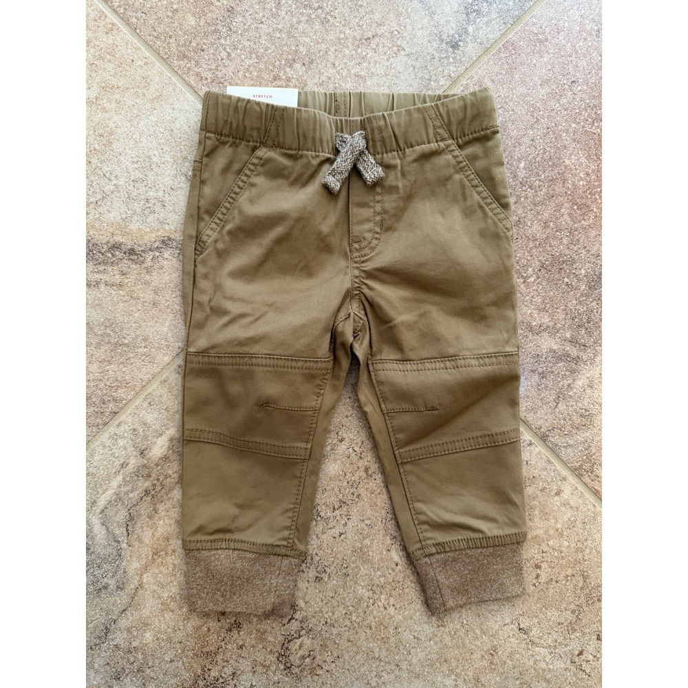 Boys' Cat & Jack Woven Jogger Tan Pants Cargo Pull-On Sweatpants 12 Months NWT